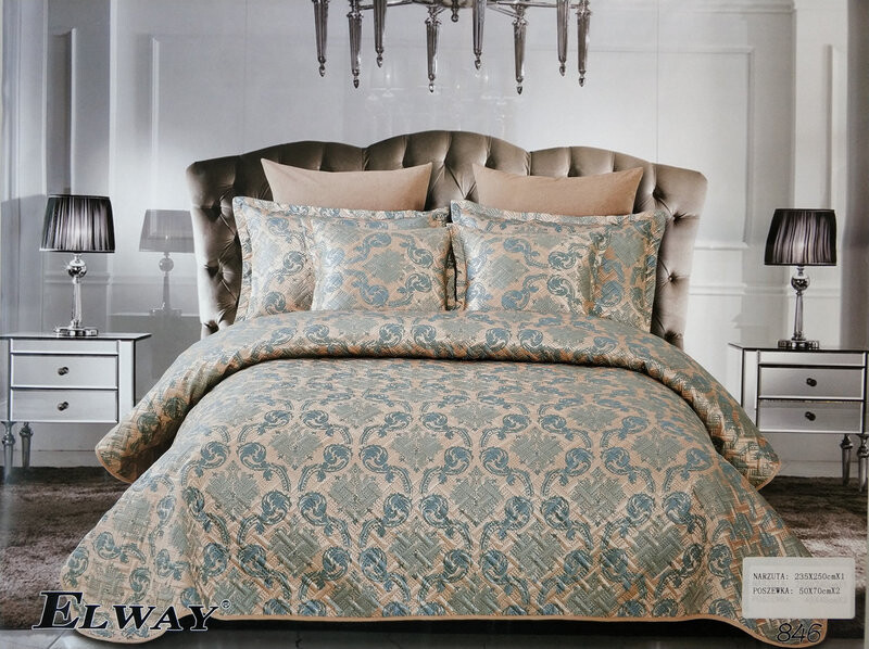 Атласне покривало з наволочками Elway №846