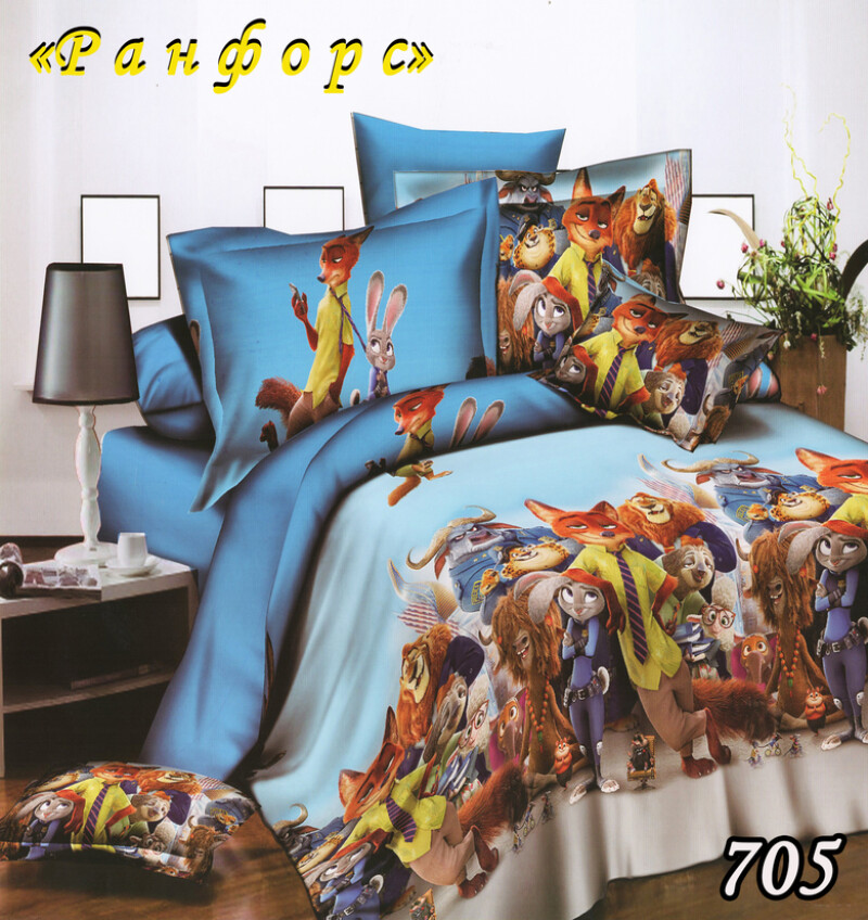 Постільна білизна дитяча Тет-А-Тет Ранфорс "Зоотрополіс" №705