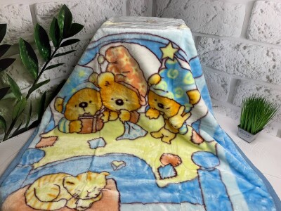 Плед дитячий ELWAY 110х140 (ведмедики в ліжечку)