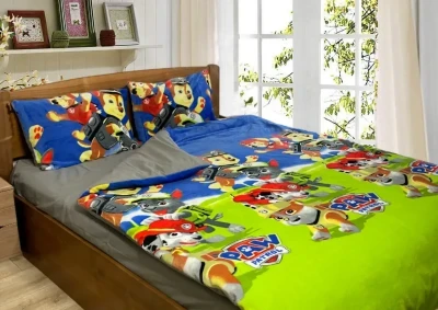 Полуторный Комплект утепленного постельного белья Зима-Лето (бязь+микрофибра) "Щенячий патруль"
