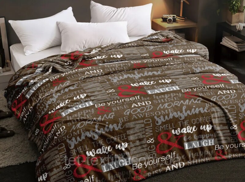 Флісовий плед 220х240 ✨Мотивація коричнева✨