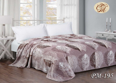 Плед флисовый 200х220 ❤️Листики коричневые❤️ 