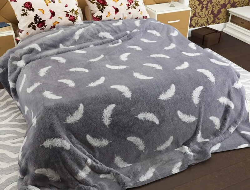 Флісовий плед 160х210 ⭐Перья сірі⭐