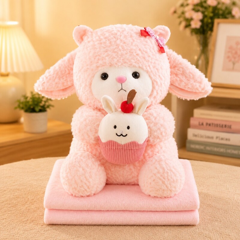 Плед-м'яка іграшка Овечка «Солодкий малюк» рожевий  3 в 1