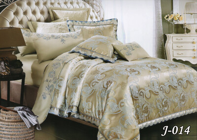 Комплект постельного белья Тет-А-Тет евро Жаккард J-014 (бледно зеленый)