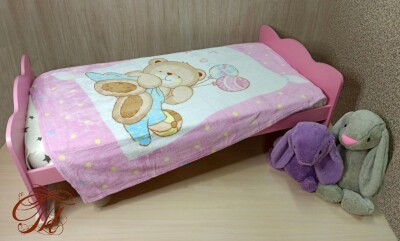 Плед дитячий з мікрофібри "Ведмедик з кульками" рожевий (110х140)