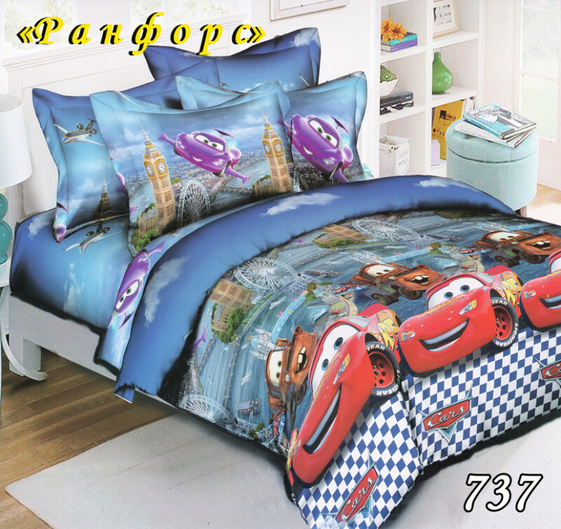 Постільна білизна дитяча Тет-А-Тет Ранфорс "Cars" №737