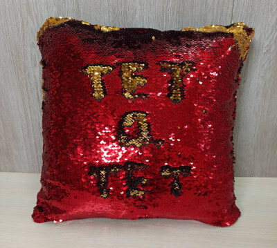 Наволочка з паєтками анти-стрес (Червоний-срібло)