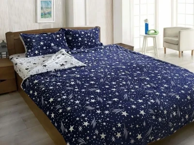 Двоспальний комплект утепленої постелі Зима-Літо (бязь+мікрофібра) "Космос"