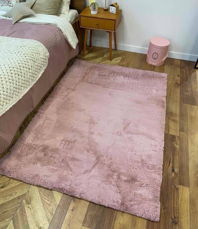 Килимок приліжковий шиншила рожевий 60х90 см.