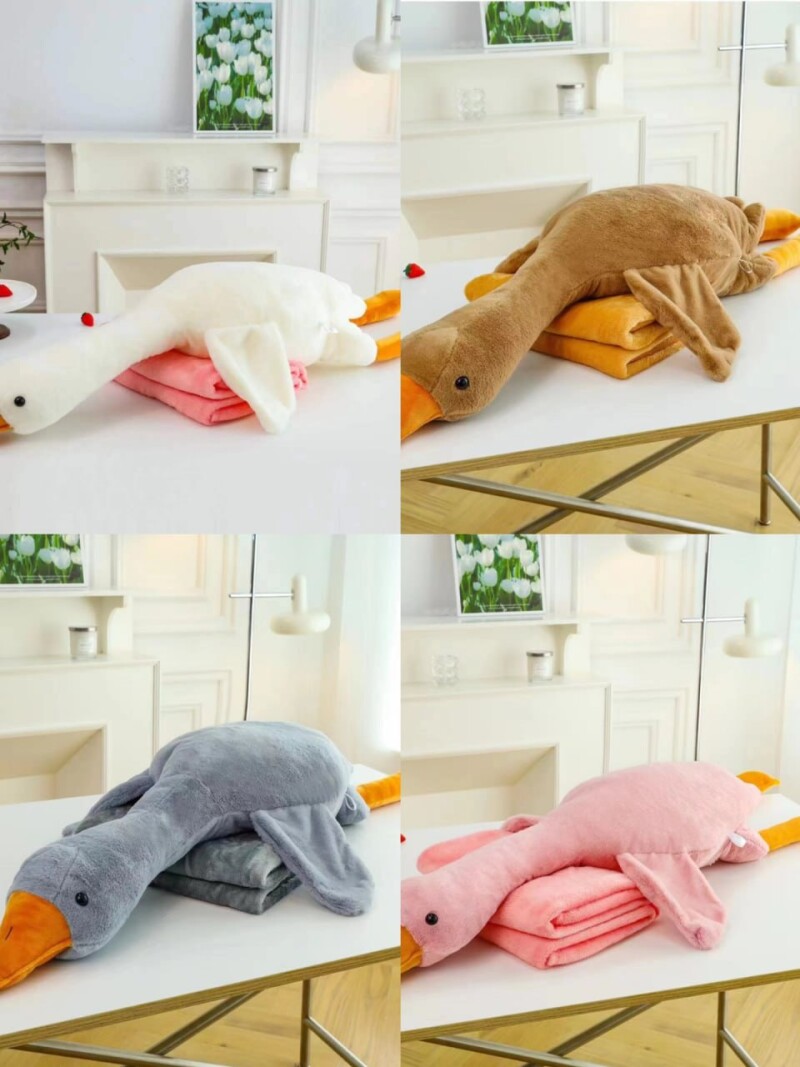 Плед - м'яка іграшка "Гуси" 160 см. (кавовий/білий/рожевий/жовтий)