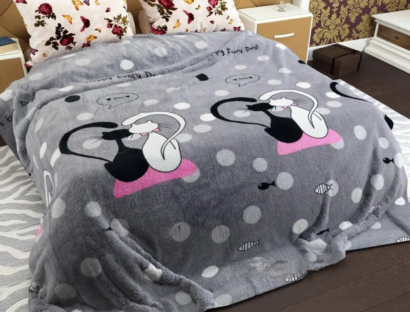 Флісовий плед 220х240 ✨Закохані котики✨