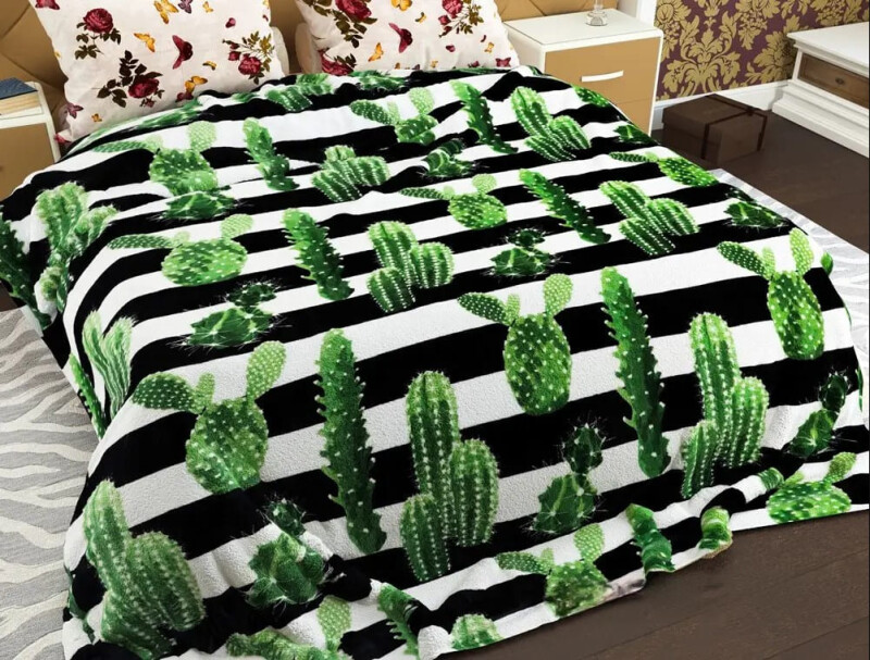 Флісовий плед 220х240 ✨Кактус зелений✨