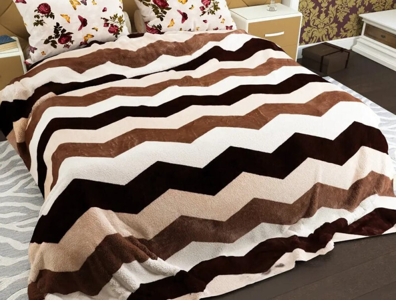 Плед флісовий 200х220 ❤️Зиг-заг коричневий❤️