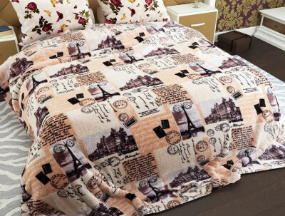 Флісовий плед 160х210 ⭐Париж газета⭐