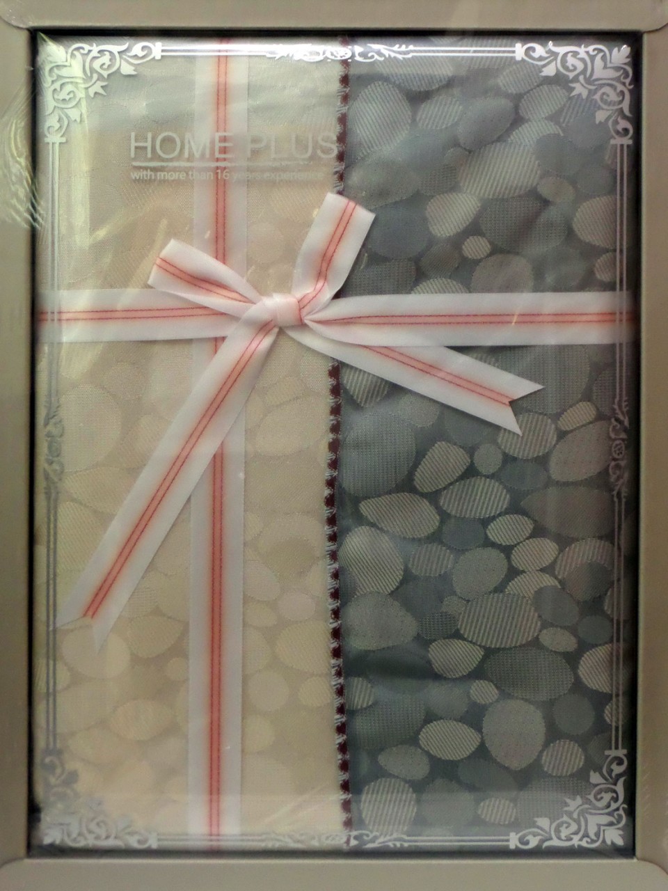 Скатертина HOME PLUS Камінці сірі тканинна в подарунковій коробці-2