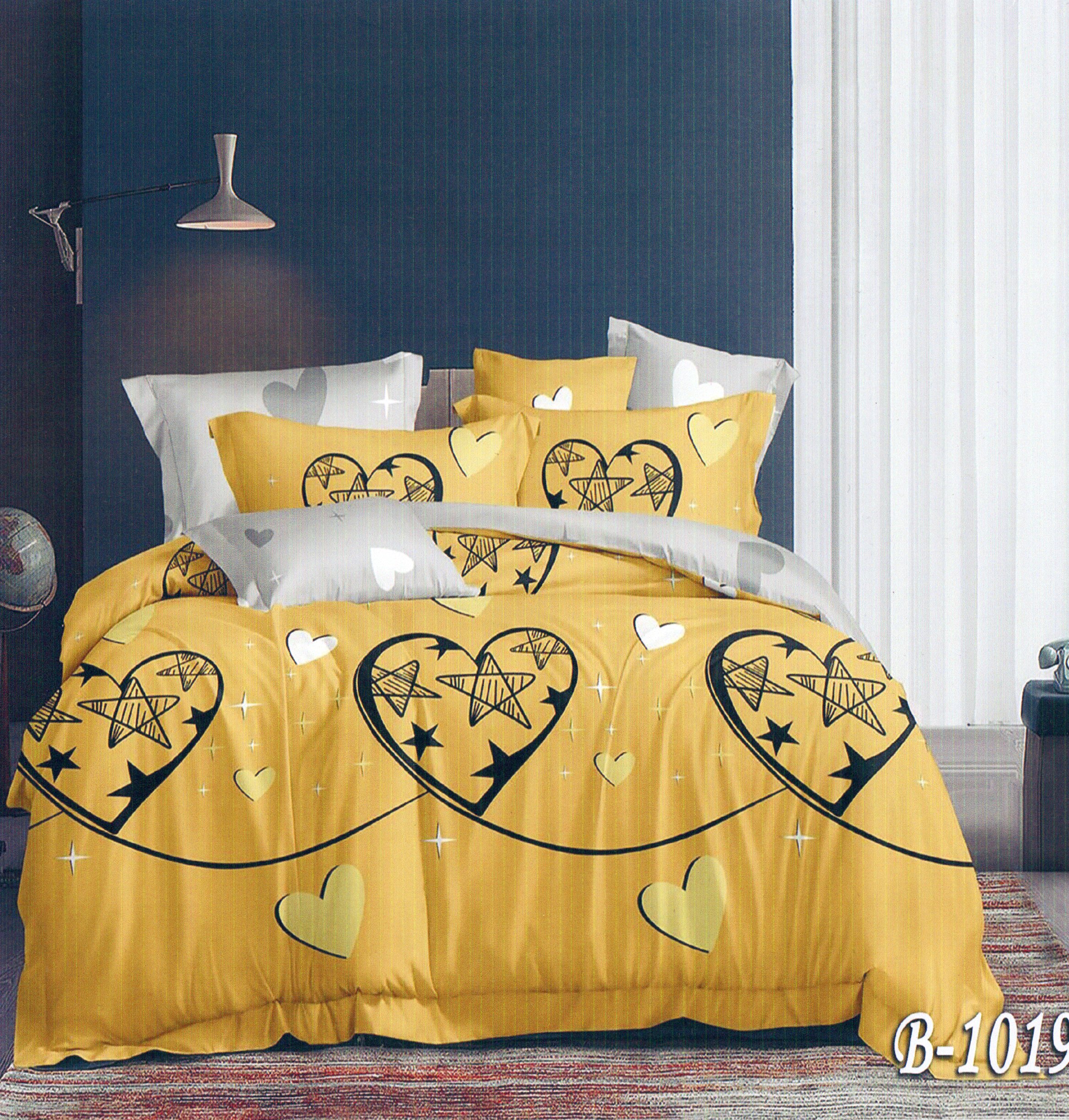 Полуторное постельное белье Тет-А-Тет Бязь Сердечки на желтом 
