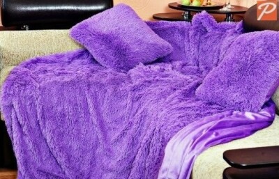 Покривало зі Штучного хутра Ведмедик-Травка "Бузковий" Євро