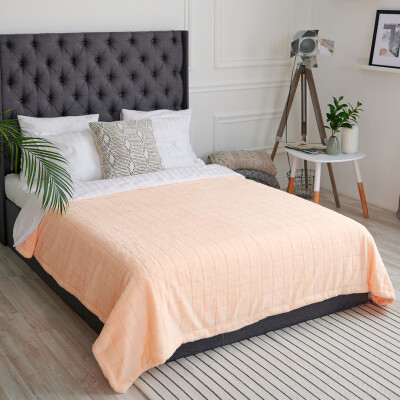 Покривало велюрове Романс BOZHONG "Персик" 220X240 Євро