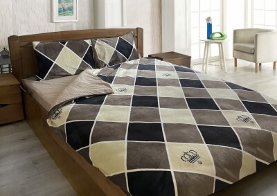 Двуспальный комплект утепленного постельного белья Зима-Лето (бязь+микрофибра) "Корона"