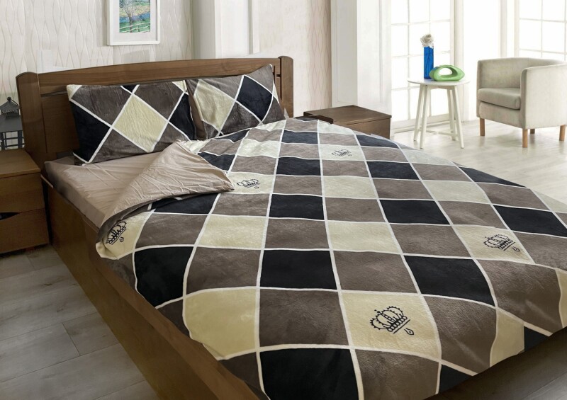 Двоспальний комплект утепленої постільної білизни Зима-Літо (бязь+мікрофібра) "Корона"