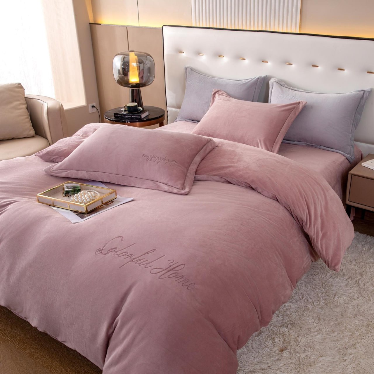 Плюшевое постельное белье "ColorFul Home "Розовый"
