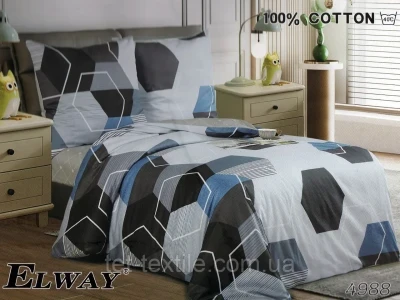 Комплект постільної білизни сатин полуторний Elway 4988 (нав.50/70)