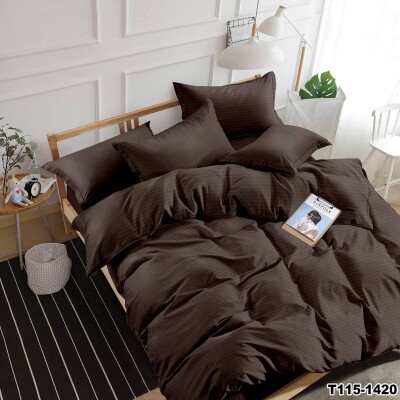 Евро комплект постельного белья Страйп "Шоколад"