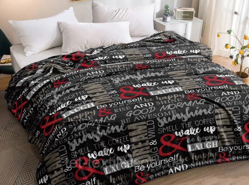 Флісовий плед 220х240 ✨Мотивація сіра✨