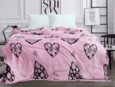 Плед флисовый 200х220 ❤️Сердечки на розовом фоне❤️