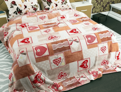 Плед флисовый 200х220 ❤️Сердца печворк❤️