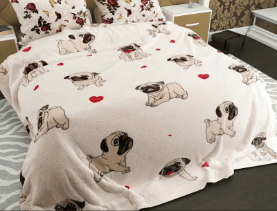 Плед флисовый 200х220 ❤️Мопсы❤️