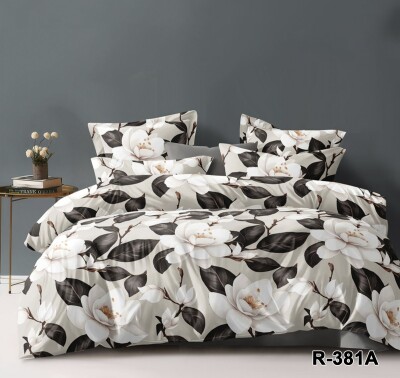 Двуспальное постельное белье ТЕТ-А-ТЕТ  ранфорс (Белые Цветы)