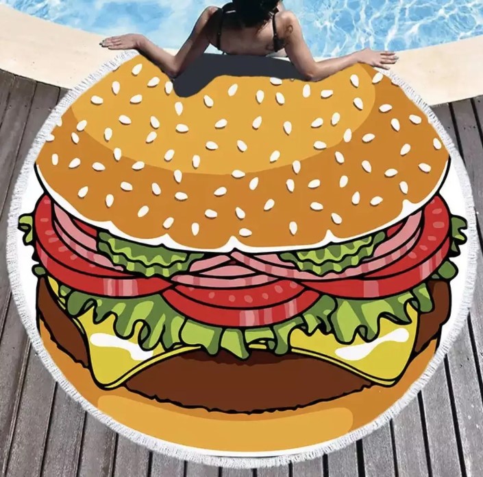 Круглий пляжний рушник Гамбургер "150 см." №076