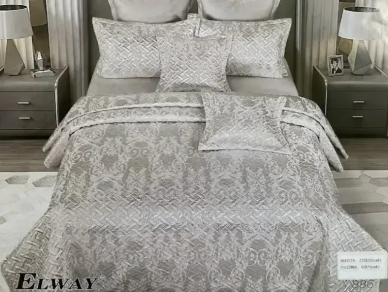 Атласне покривало з наволочками Elway №856
