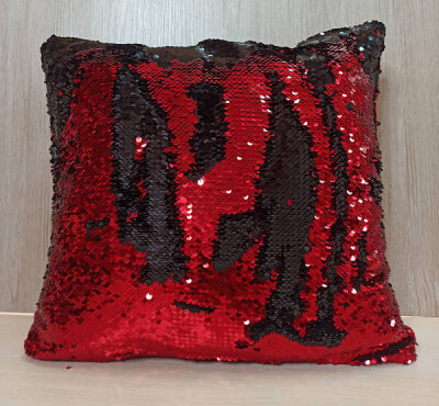 Наволочка з паєтками анти-стрес (Червоний-Чорний)