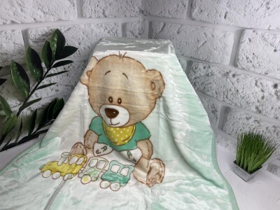 Плед дитячий ELWAY 110х140 (Ведмедик на салатовому)