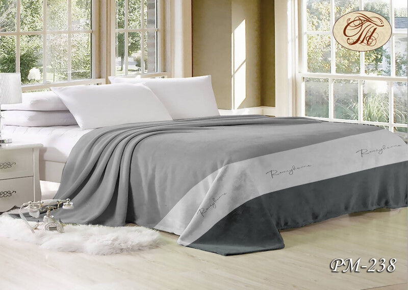 Плед флісовий 200х220 ❤️Смуга сіра❤️