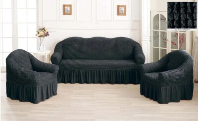 Темно-сірі універсальні чохли на диван + 2 крісла