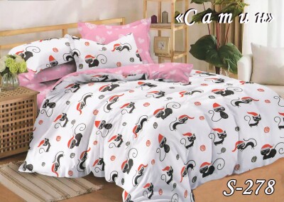 Комплект постельного белья Тет-А-Тет евро S-278 коты в шапке 