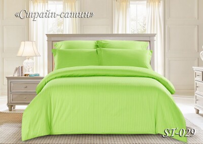 Комплект постільної білизни Тет-А-Тет євро Страйп сатин ST-29 (Яскраво зелений)