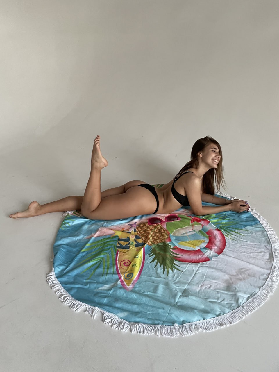 Круглое пляжное полотенце Пляж "150 см." №041