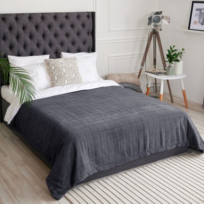 Покривало велюрове Романс "Графіт" 220X240 Євро