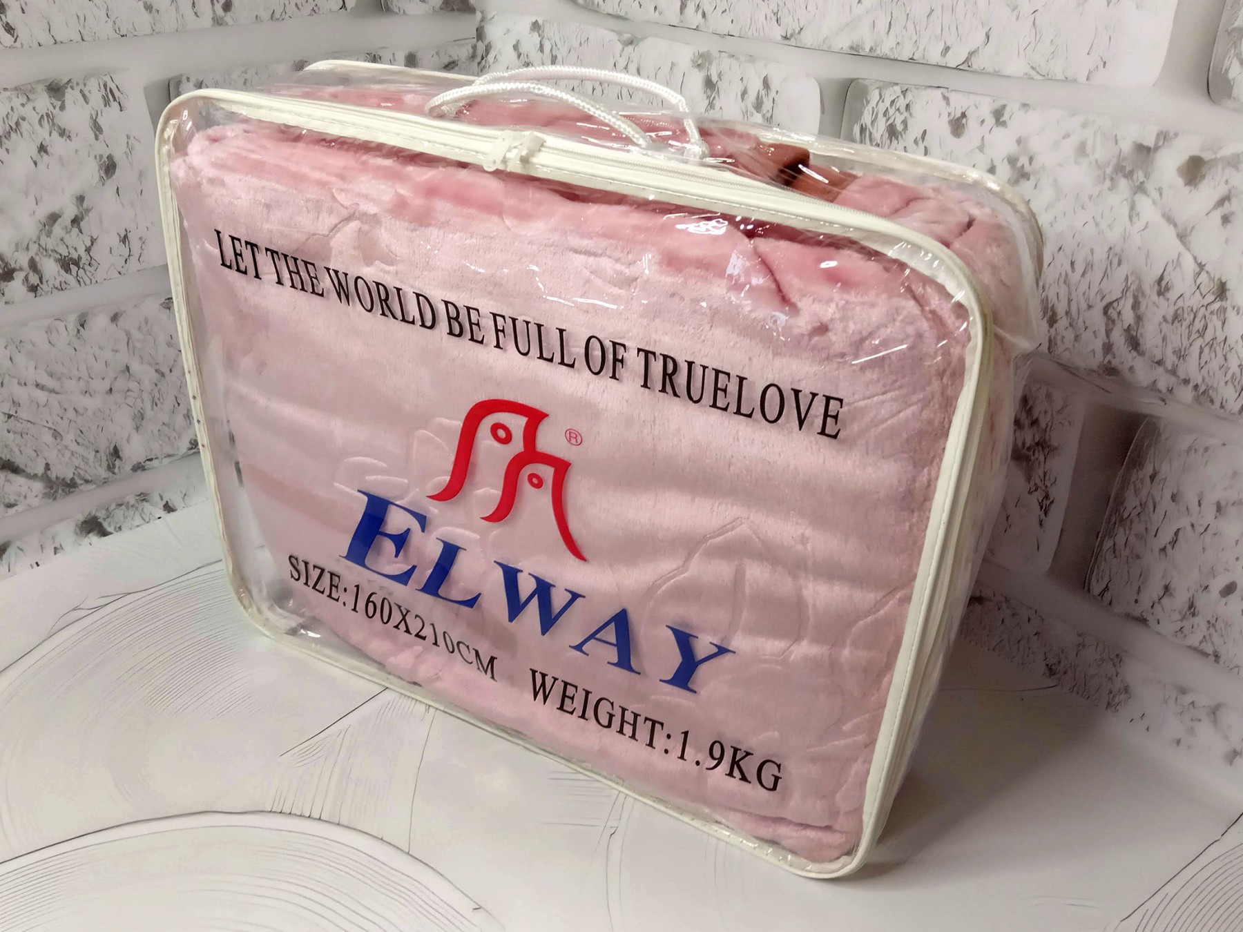 Плед Акриловий тиснений Elway (160x210 см.) "Ніжно-рожевий"