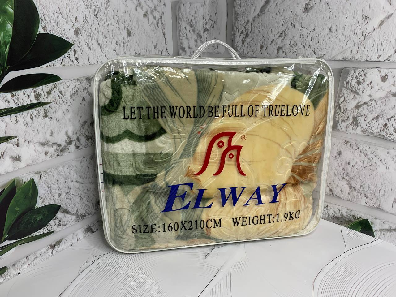 Плед Акриловий тиснений Elway (200x240 см.) "Зелена лілія"