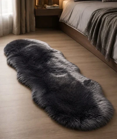 Коврик искусственный мех ламы. 60х180 "Графит"