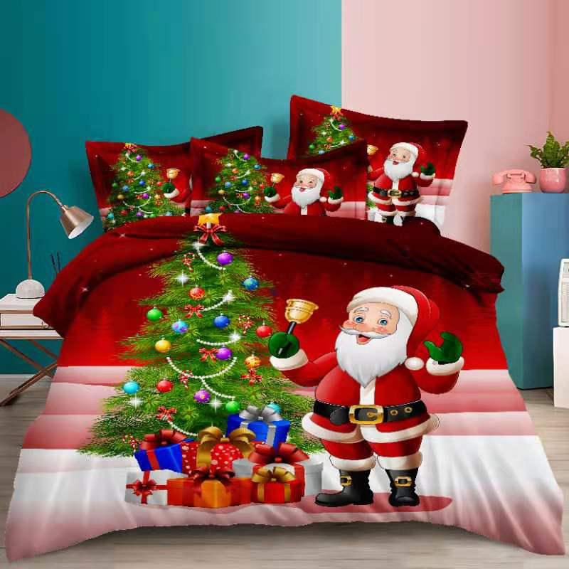 Новогодний комплект постельного белья фланель "Санта с ёлкой" Евро