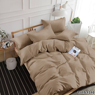  Двуспальный комплект постельного белья Страйп "Кофе с молоком" 