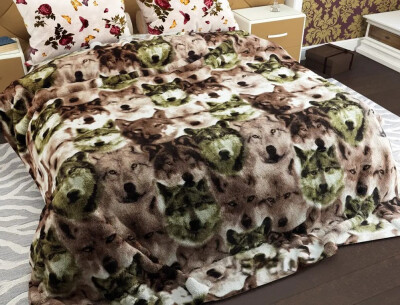 Плед флисовый 200х220 ❤️Волчья стая❤️