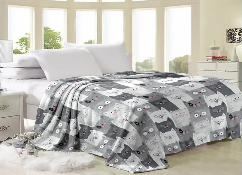 Плед флісовий 200х220 Котики сірі❤️